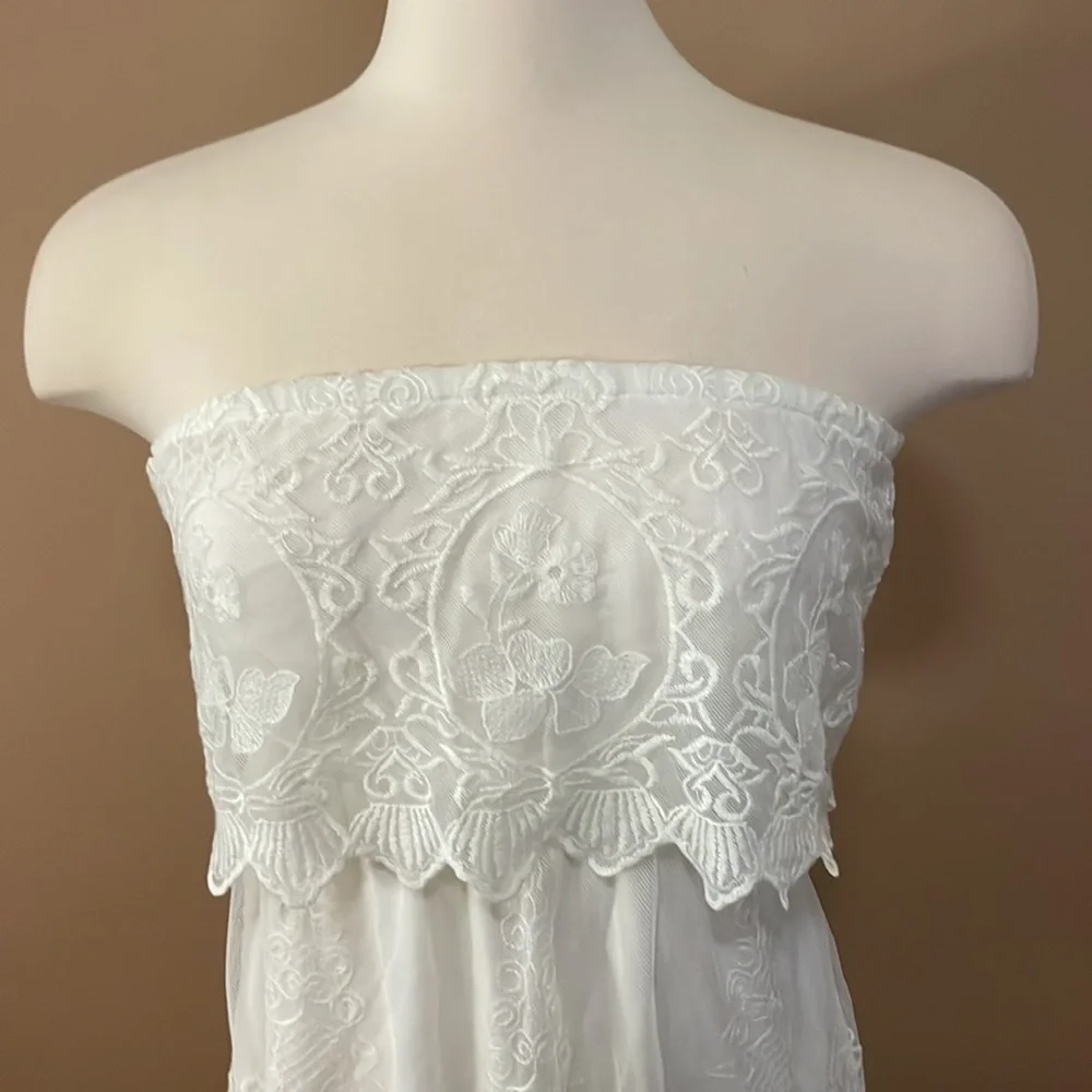 EXPRESS lace tube top Boho Peasant dress womens S - Picture 5 of 7